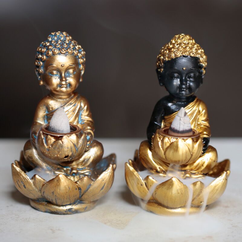 Buddha und Lotusl Backflow -Weihrauchhalter