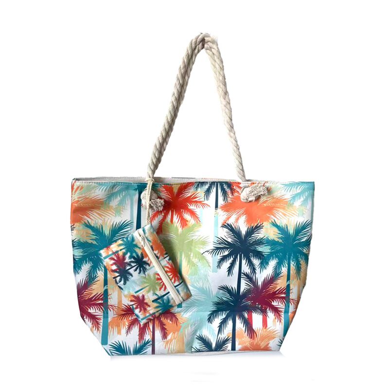Mehrfarbige Strandtasche mit Palmenmuster