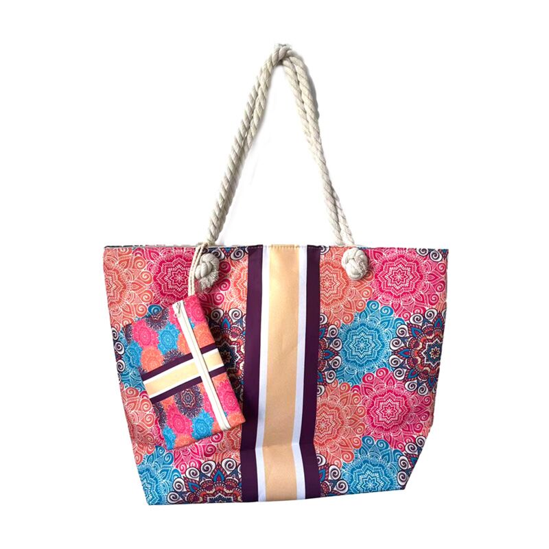 Mehrfarbige Mandala-Strandtasche