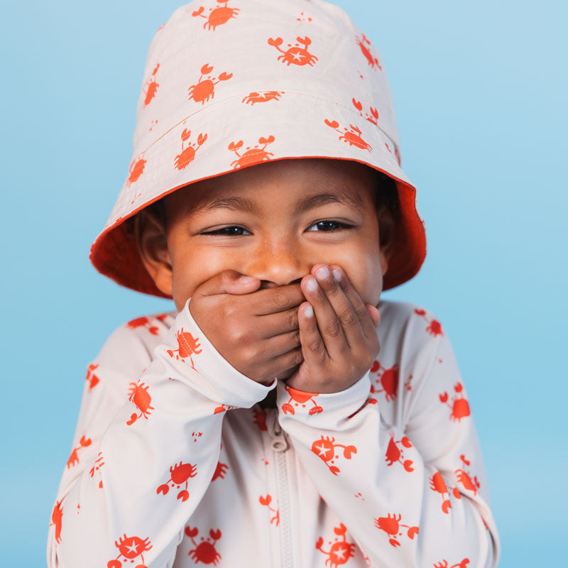 Crabby | Beige Red UV reversibler Sonnenhut