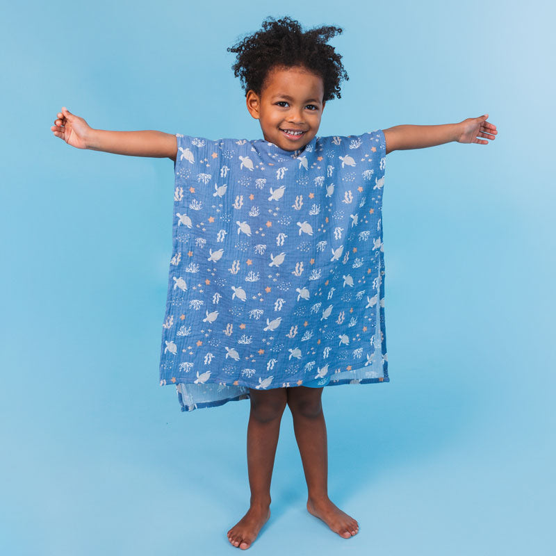 Coral Bliss | mehrfarbiger hydrophiler Strandponcho 52 x 52 cm