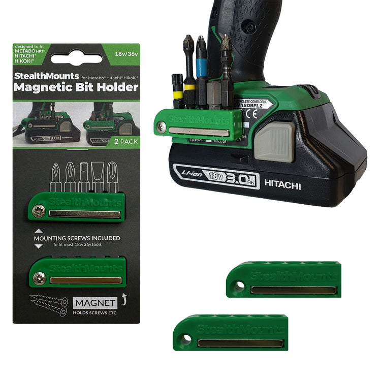 Stealth Mounts Bithalter für Hikoki Metabo HPT Hitachi | grün | 2 Stück - bh-mhh-grn-2