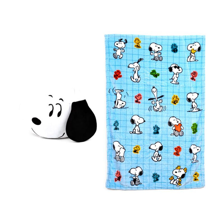 Blankeazzz Peanuts Snoopy Woodstock 2-in-1 kuschelige Reisedecke