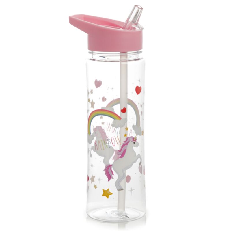 Regenbogen Einhorn Tritan Flip Strohwasserflasche 550 ml