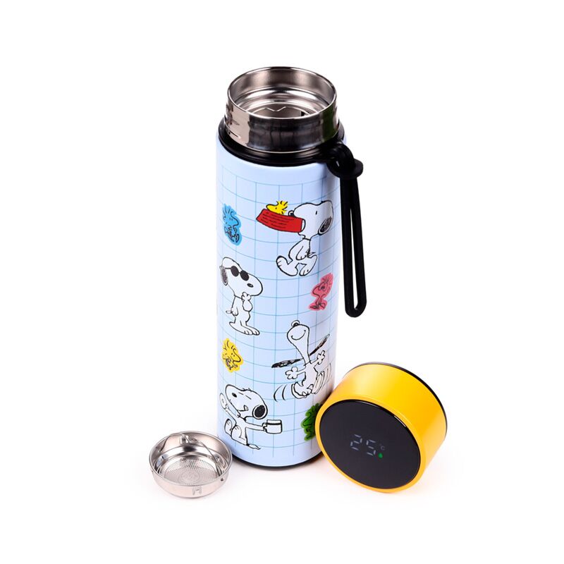 Peanuts Snoopy Woodstock Thermoskanne, 450 ml, Thermometer