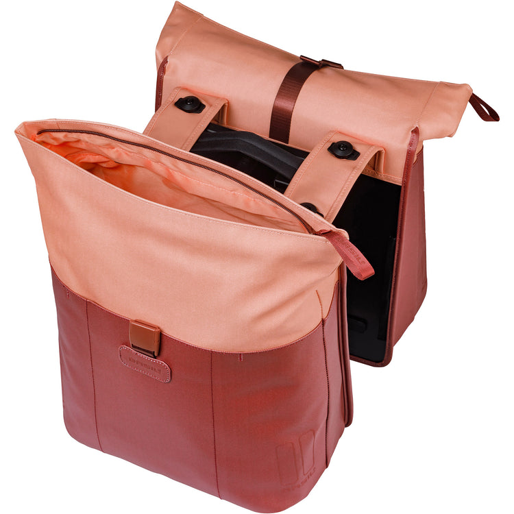 Basil Doppelte Fahrradtasche Vive Mik 28-35l 14 x 30 x 38 cm – Burgunderrosa