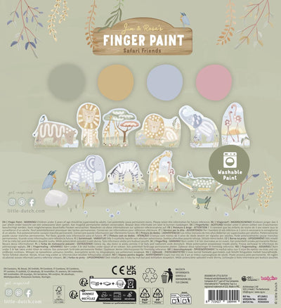 Little Dutch Fingerfarbe - Safari - Komplettset - Geschenktipp - Kreativspielzeug
