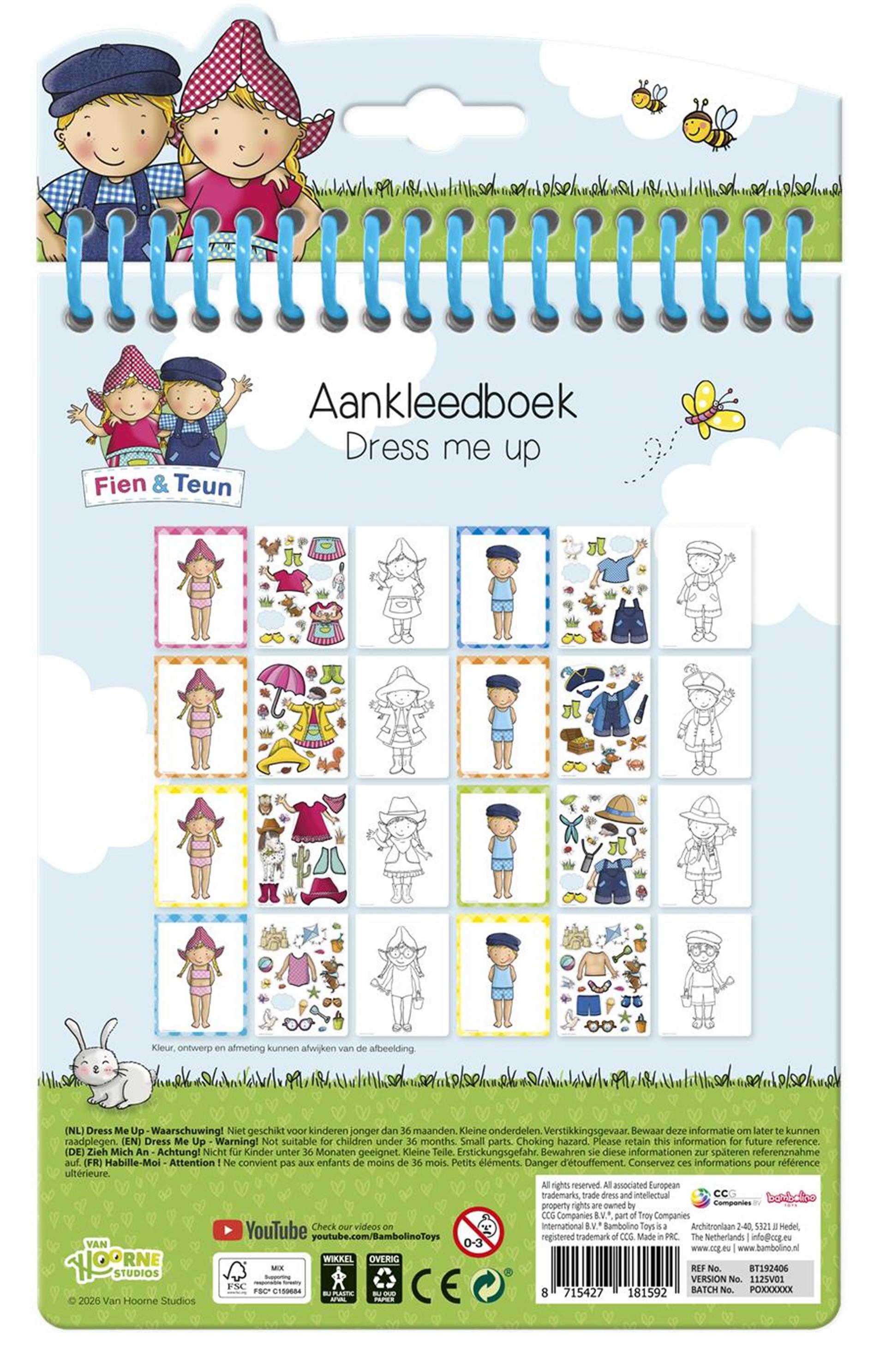 Bambolino fien teun Dress Me Up Aufkleber Anzieh- und Malbuch Urlaubsheft Mädchen 24-teilig – Lernspielzeug Junior ab 3 Jahren zum Bekleben und Ausmalen