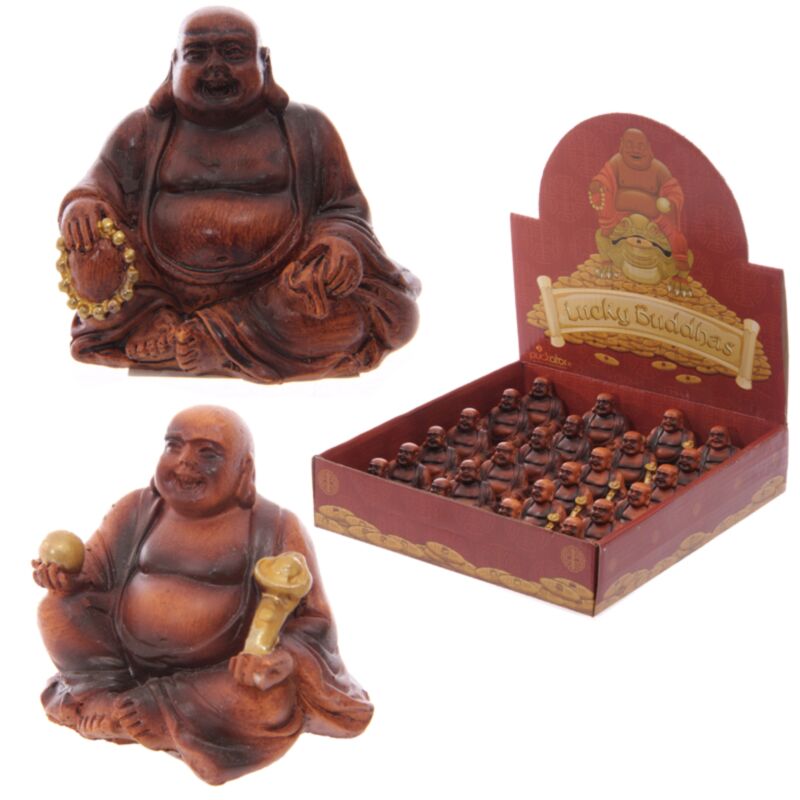 Mini Wood Effekt Chinesische lächelnde Buddha