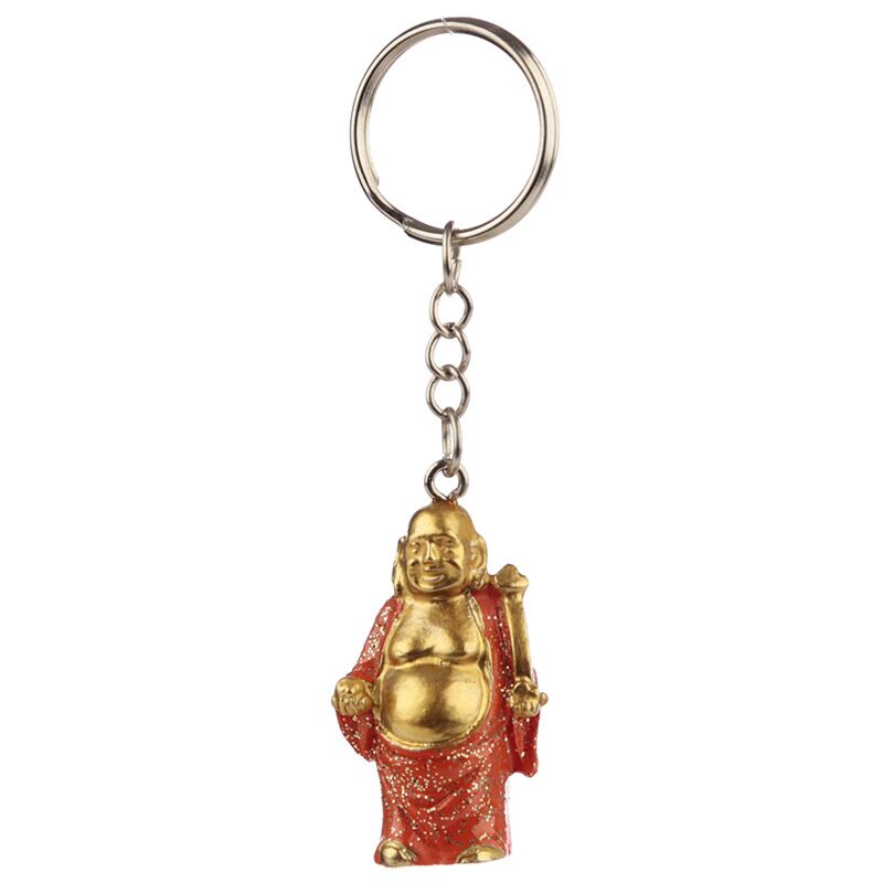 Chinesische lächelnde Buddha Glitter -Schlüsselring