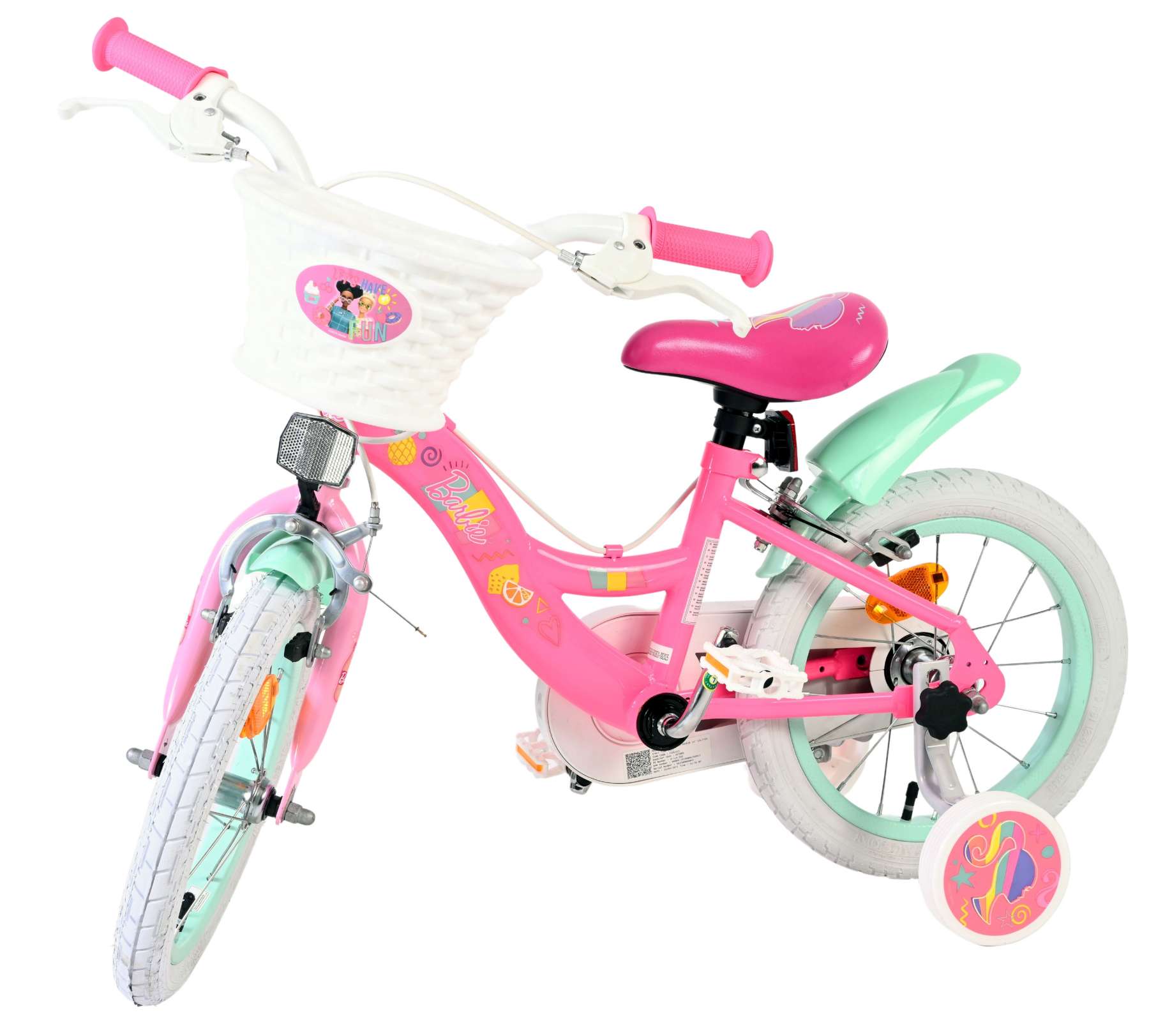 Barbie Kinderfahrrad – Mädchen – 14 Zoll – Pink – zwei Handbremsen