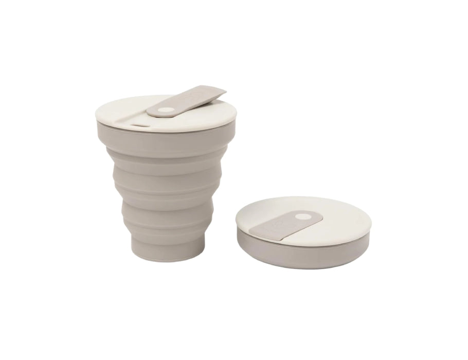 Beeaude faltbare Silikon -Reise -Tasse hellgrau 355 ml