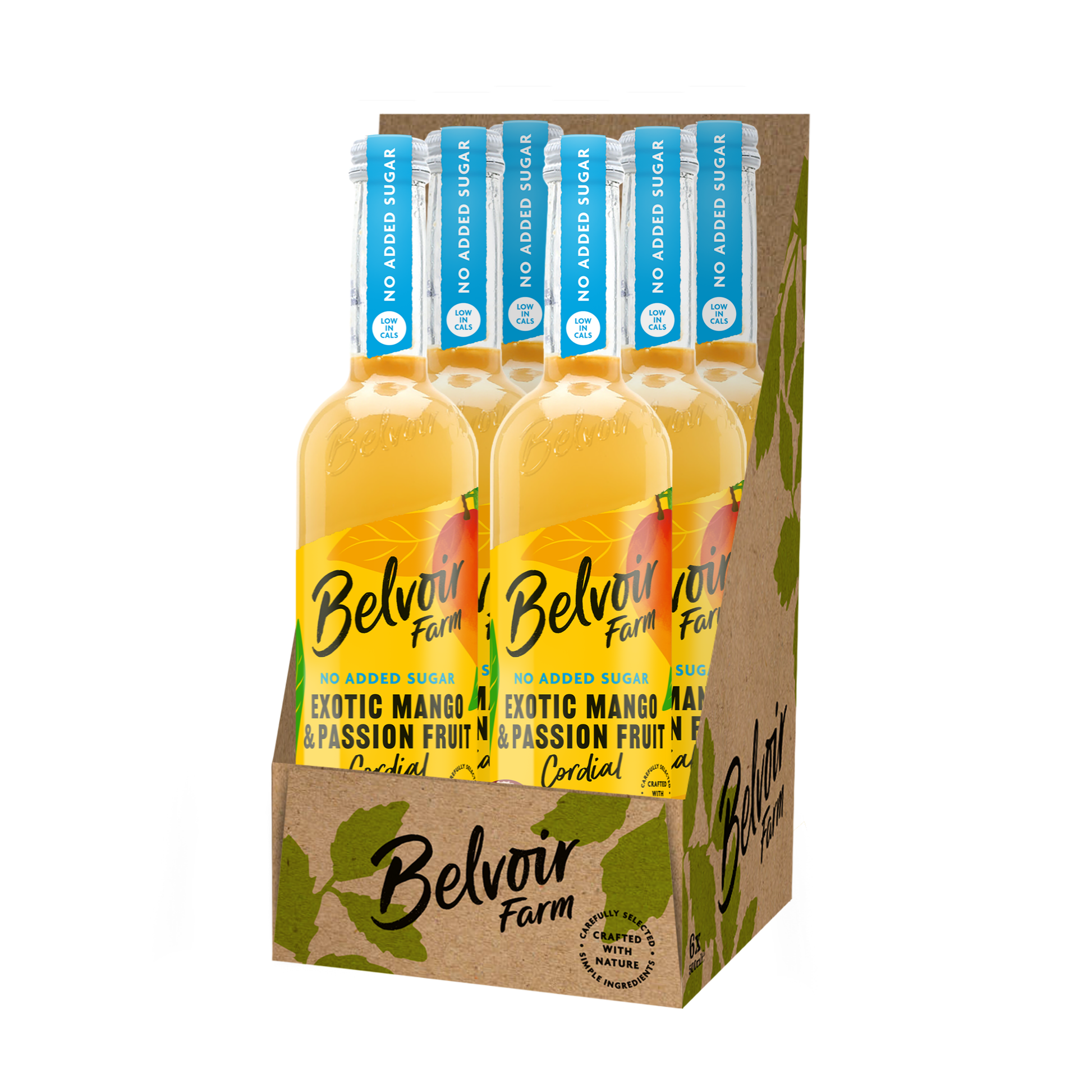 Belvoir ohne Zuckerzusatz Mango-Passionsfrucht-Likörflasche (6x 500 ml)