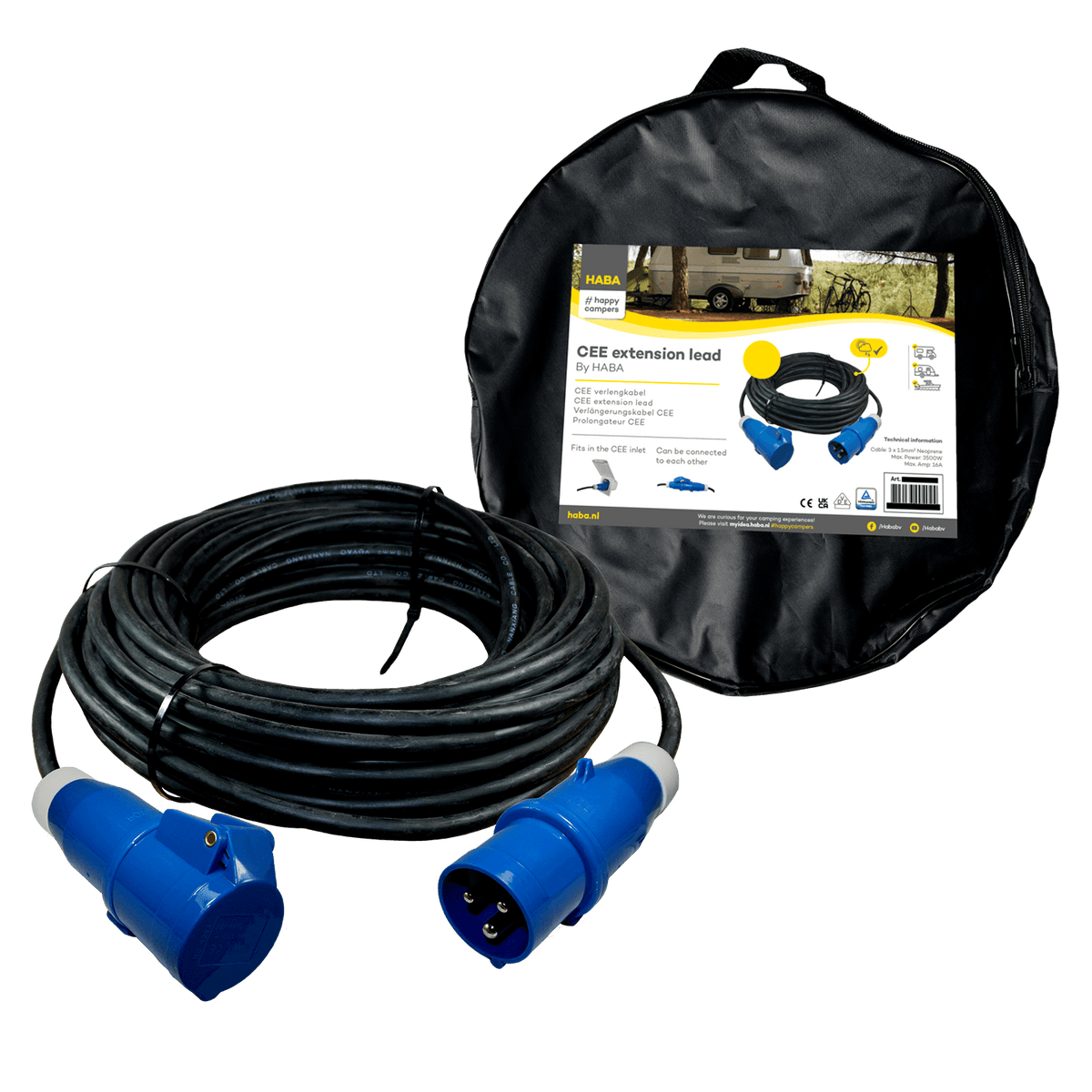 Ngk verleabel 30 Meter Neopren 3x 1,5 mm² - CEE-Stecker und CEE-Buchse - im Beutel