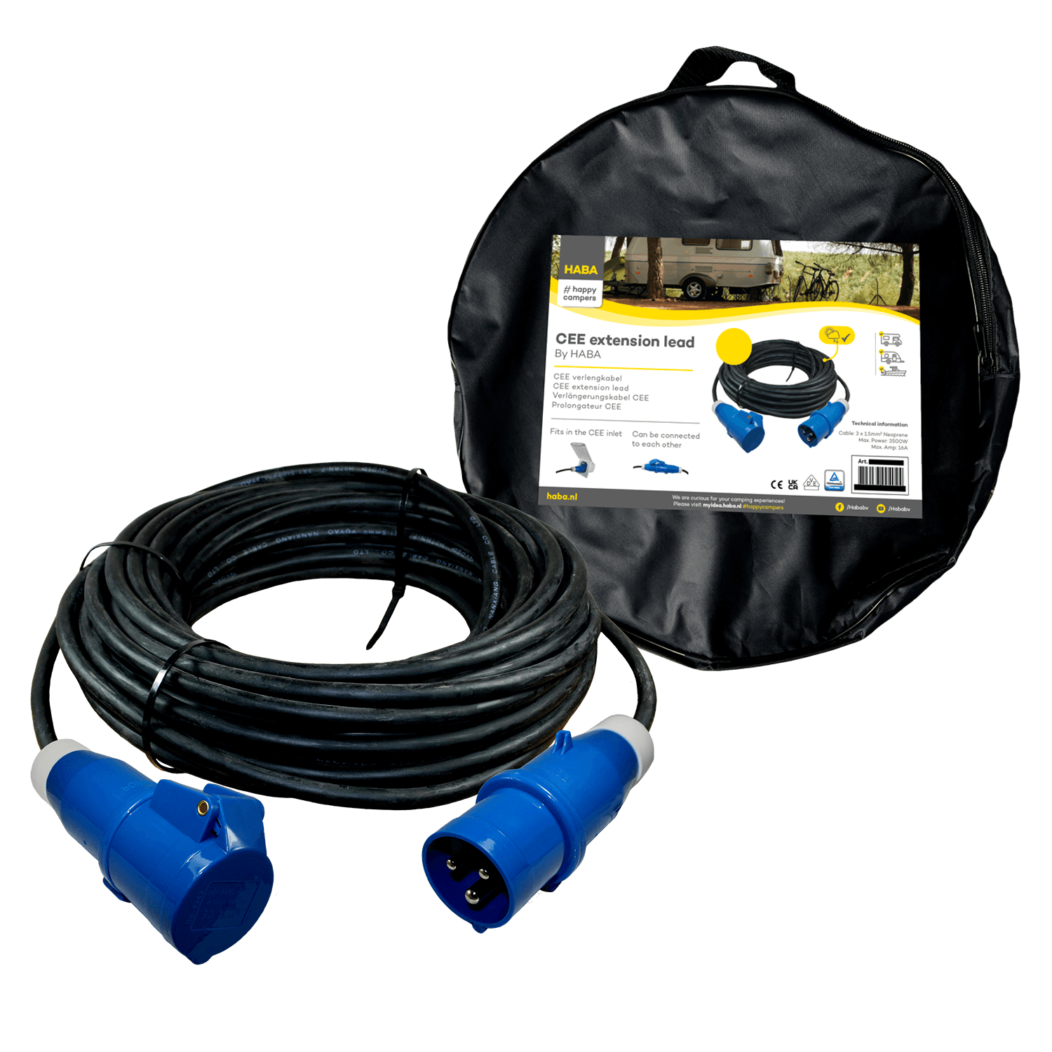 Ngk verleabel 10 Meter Neopren 3x 2,5 mm² - CEE-Stecker und CEE-Buchse - im Beutel