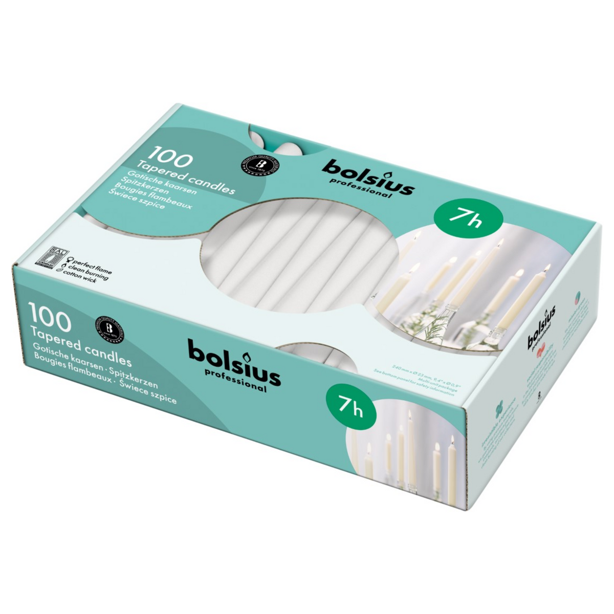 Bolsius professionelle Gothic-Kerze weiß (100 Stück)