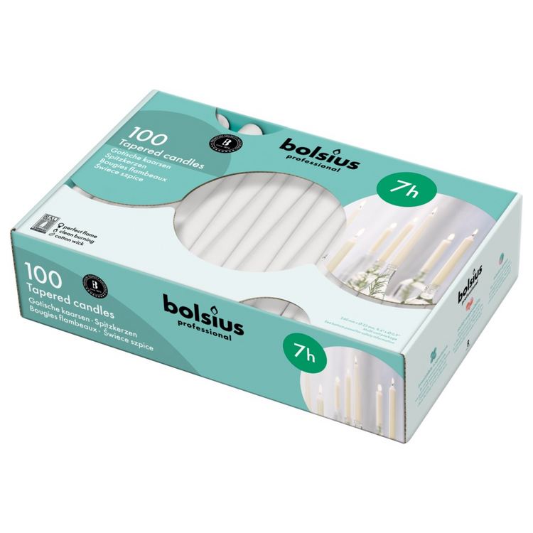 Bolsius professionelle Gothic-Kerze weiß (100 Stück)