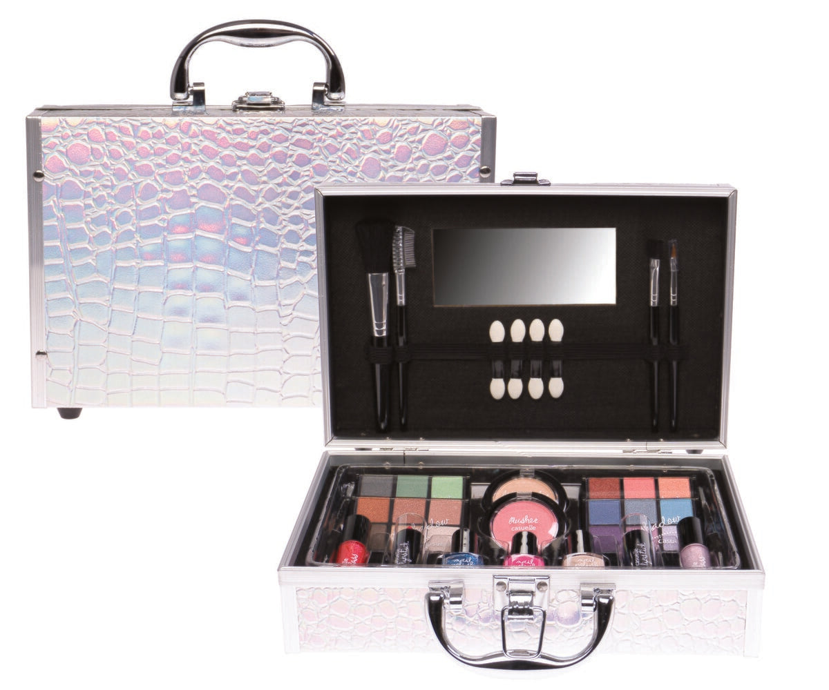 Make-up-Set Casuelle mit Krokoprägung in Silber (81.588.00)