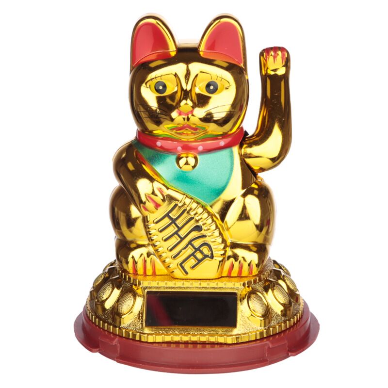 Gold -geläutete Maneki Neko Lucky Cat Solar Pal Pal Figur