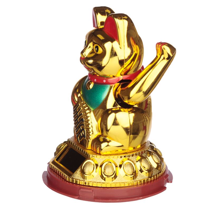 Gold -geläutete Maneki Neko Lucky Cat Solar Pal Pal Figur