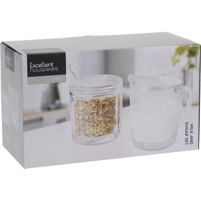 Excellent Houseware Zucker- und Milchset aus Glas, 3-teilig