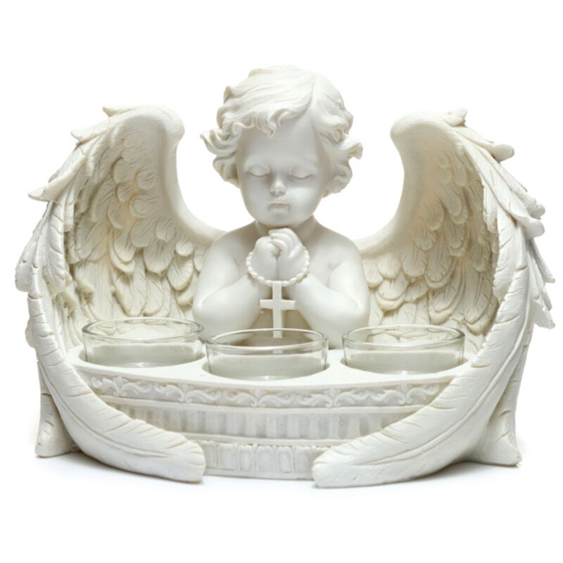 Weißer Cherub 3 -Teelichthalter