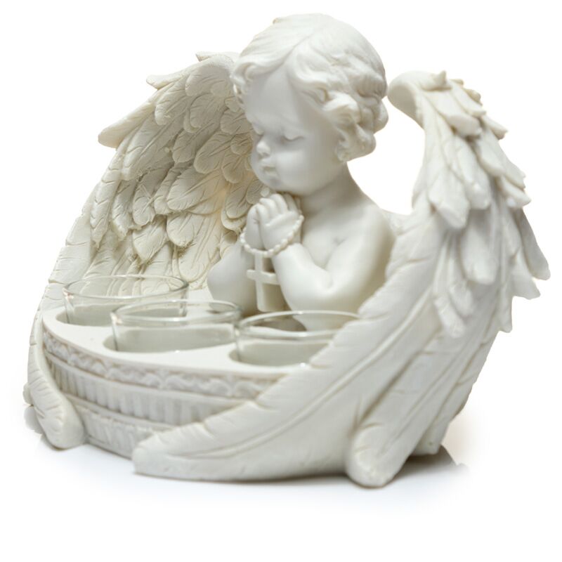 Weißer Cherub 3 -Teelichthalter
