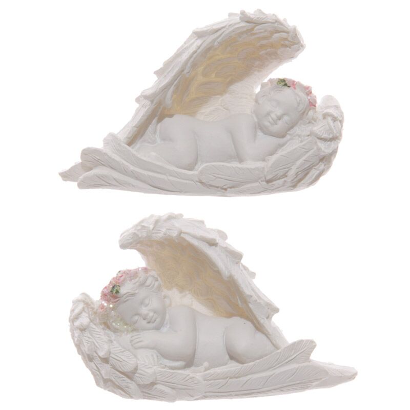 Cherubins schlafende Vluges mit rosa Rosen