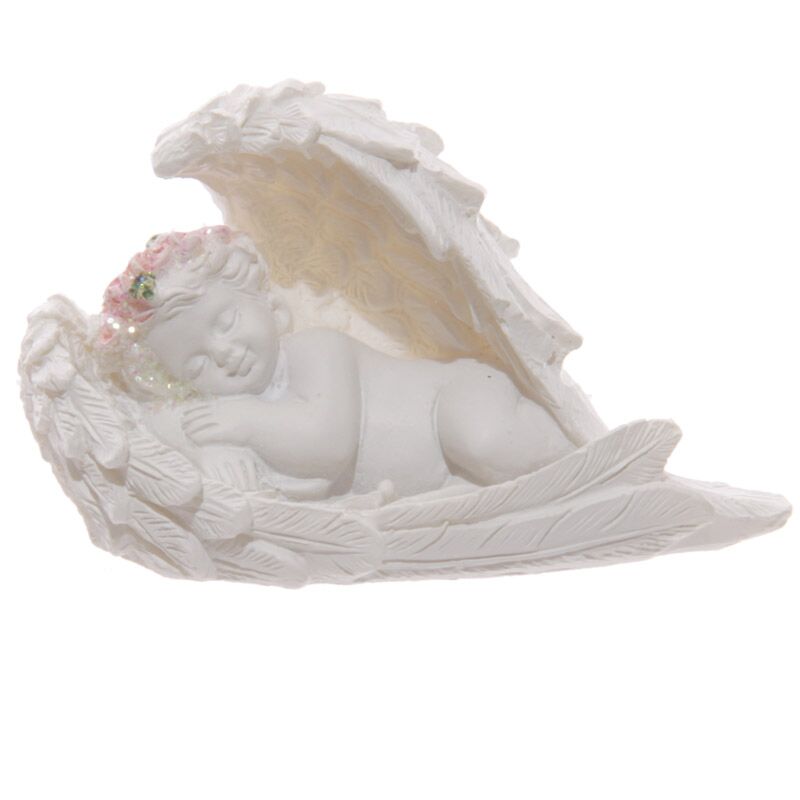 Cherubins schlafende Vluges mit rosa Rosen