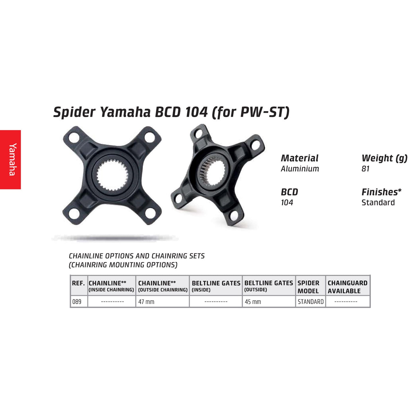 Spinnen 4-Arm BCD104 PW Motor Alu. Schwarz