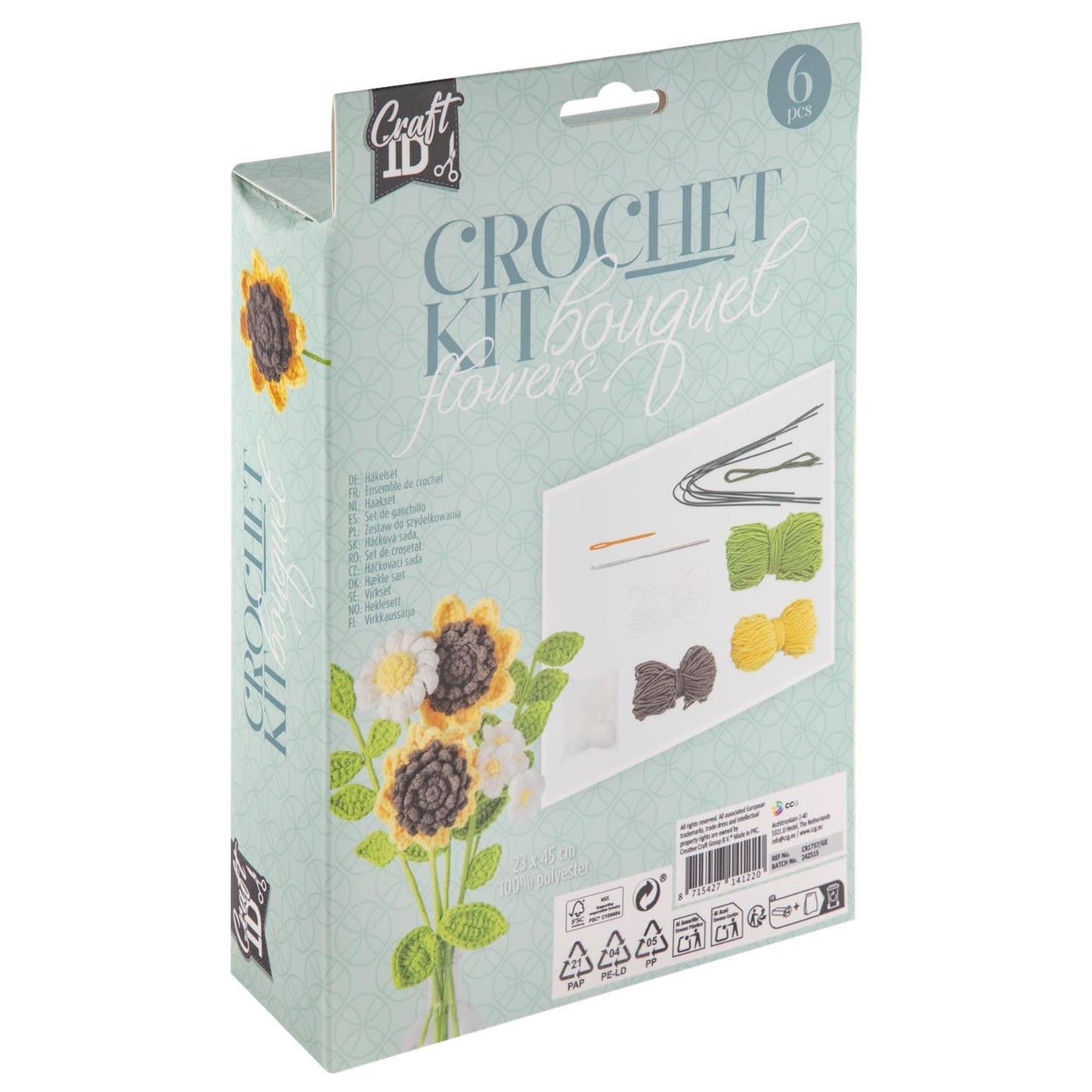 Kreative Handwerksgruppe Hook -Paket Blumenstrauß 6 Sonnenblumen