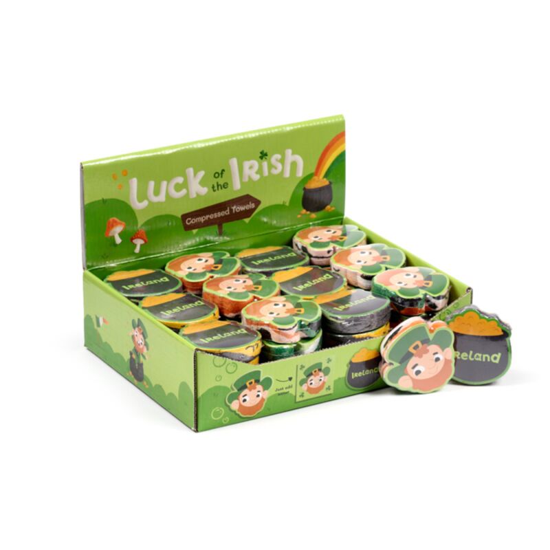 Irish Lucky Gnome Klaverblad Compact Travel Handtuch