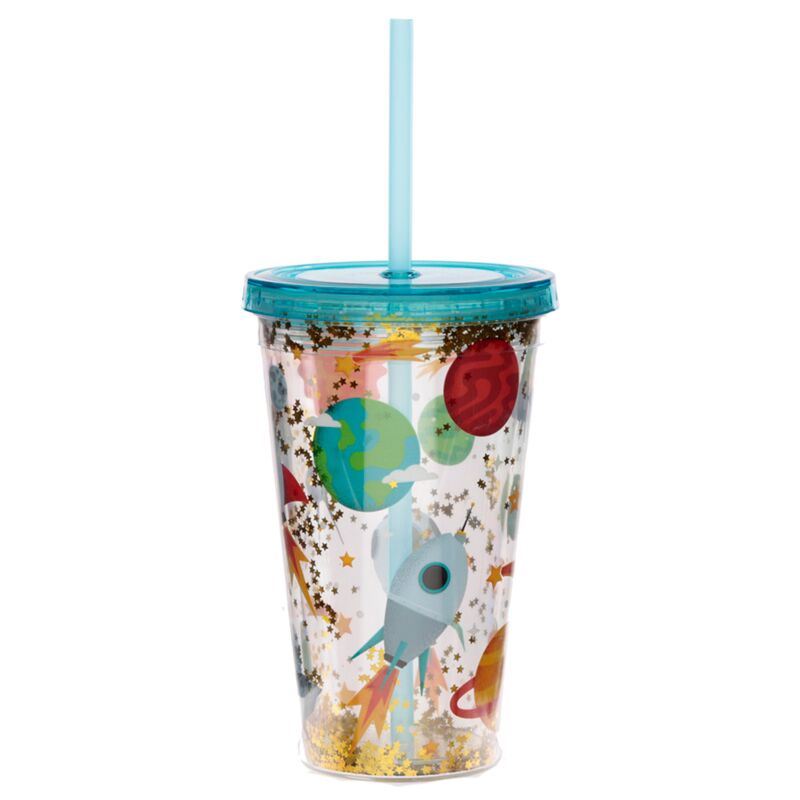 Astronaut Doppelwandiger Becher, Strohhalmdeckel