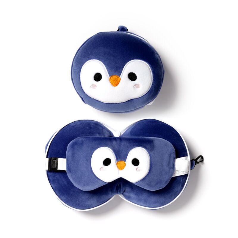 Relaxazzz plicken pinguin um Reisekissen Schlafmaske