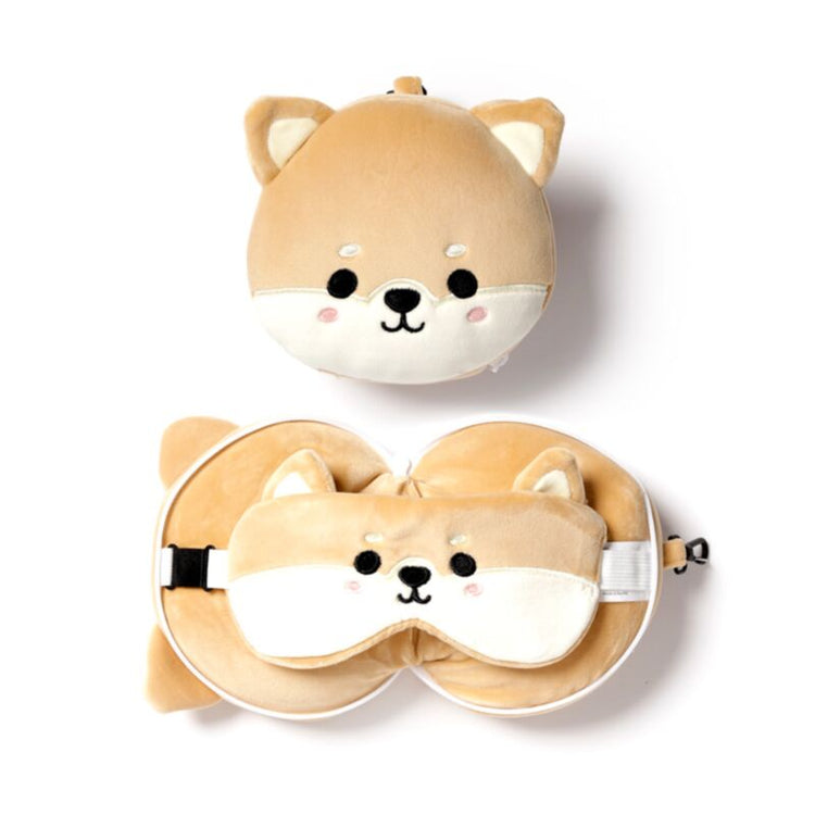 Relaxezzz pluche shiba Inu um Reisen Kissen Slaapmask