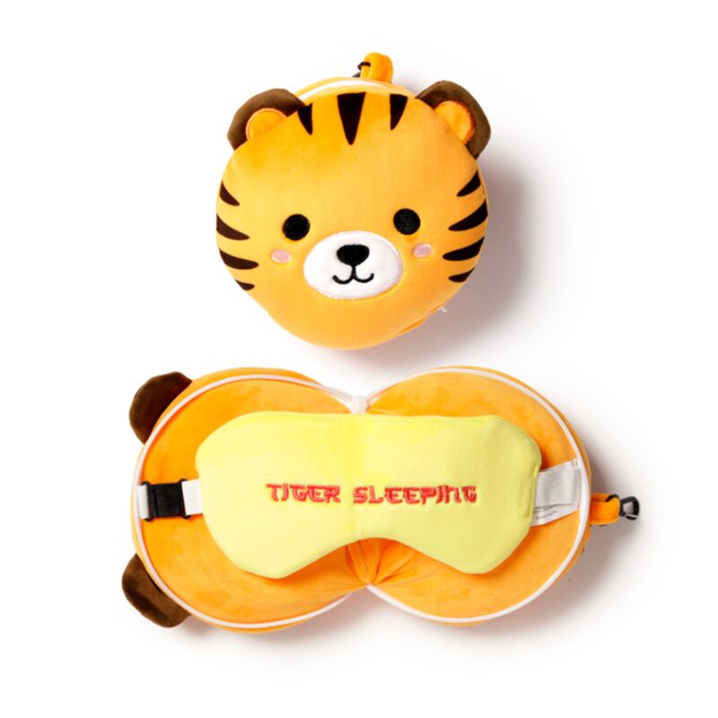 Relaxazzz Plüsch Tiger um Reisekissen Schlafmaske