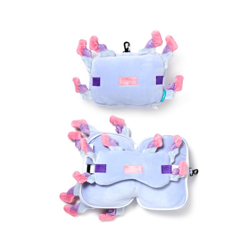 Relaxazzz Minecraft Axolotl um Reisekissen Schlafmaske