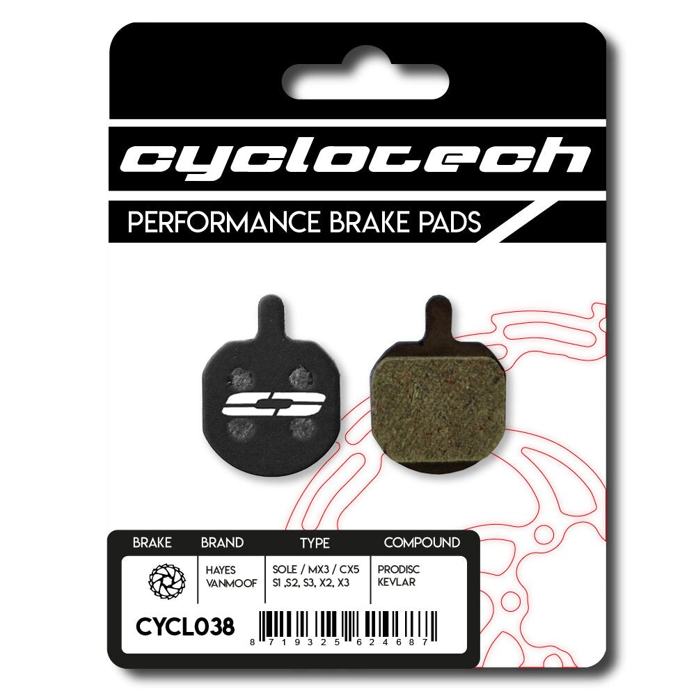 Cyclo Tech Scheibenbremsbelag Prodisc Kevlar Hayes Sohle