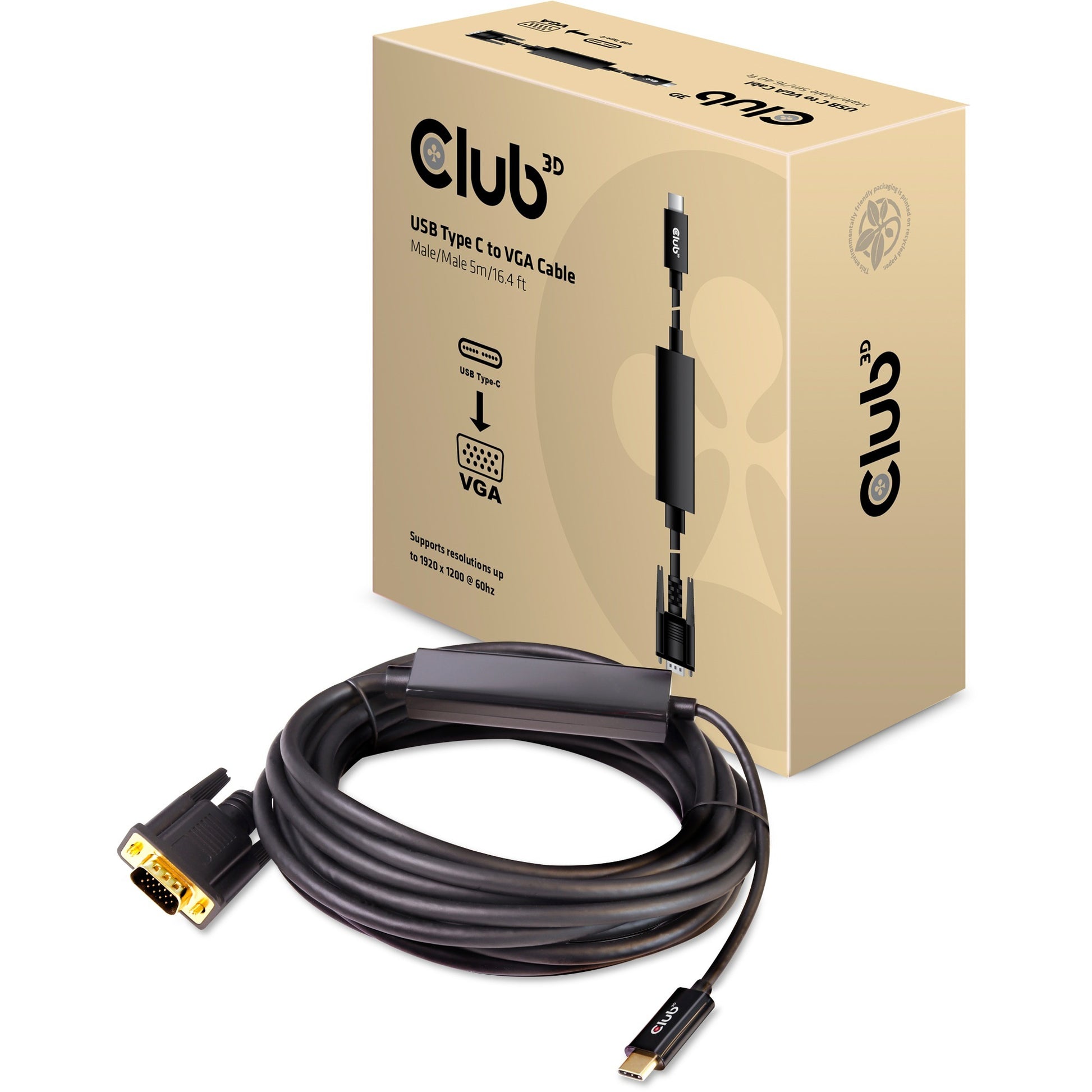 Club 3D USB Typ C VGA aktives Kabel