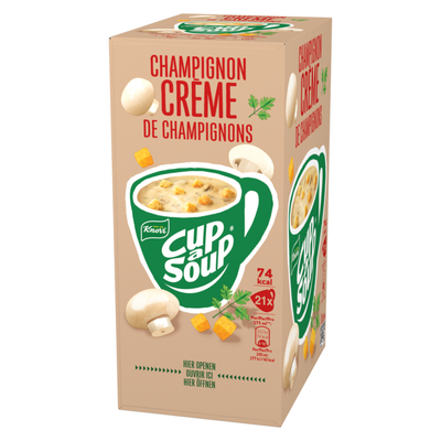 Tasse eine Suppe Tasse-eine-Suppe-Trio – Tomaten-, Hühner-Pilz-Creme – 63 x 175 ml – kraftvolle klassische Suppenmischung (21 x 175 ml) (B-0275)