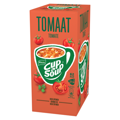 Eine Tasse Suppe im 4er-Pack 1x Pilzcreme, 1x Hühnchen, 1x Tomate, 1x indisches Curry. 84 Portionen à 175 ml (21x 175 ml) (b-0274)
