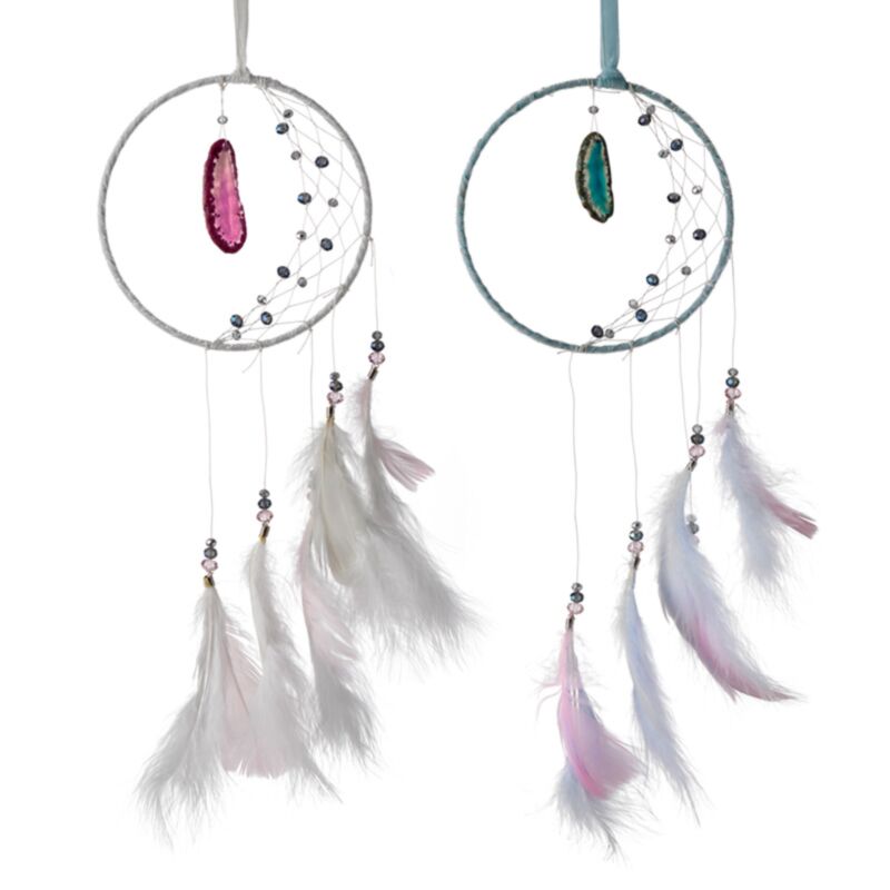 Schwarzer Halbmaan Dreamcatcher mit Achat