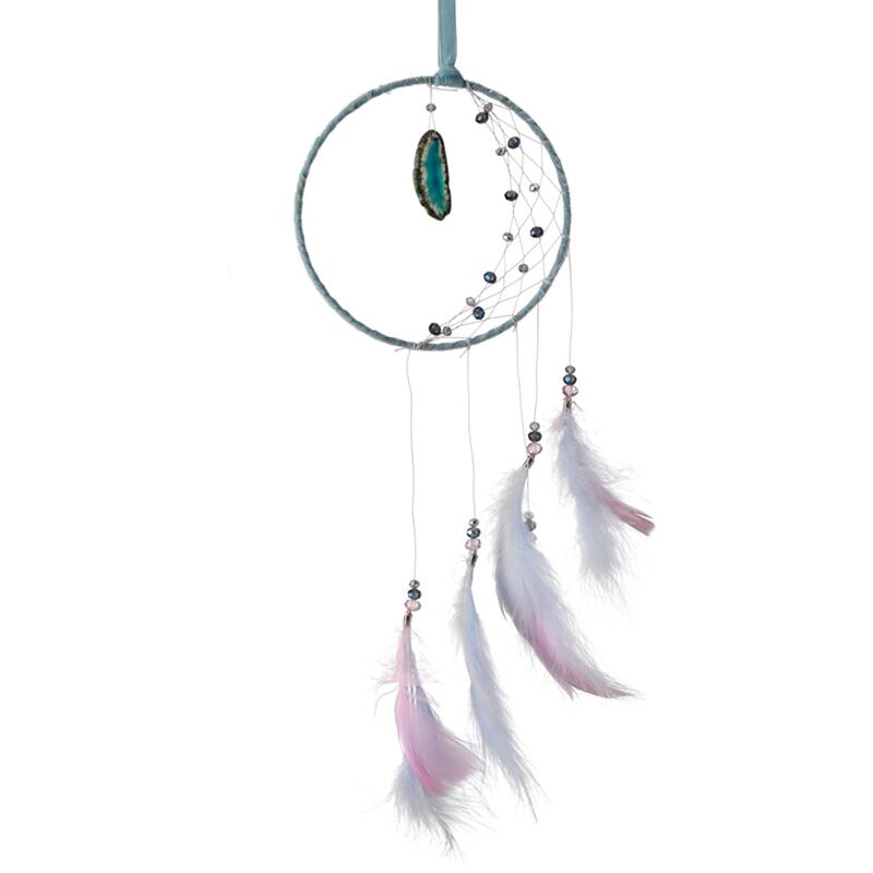 Schwarzer Halbmaan Dreamcatcher mit Achat