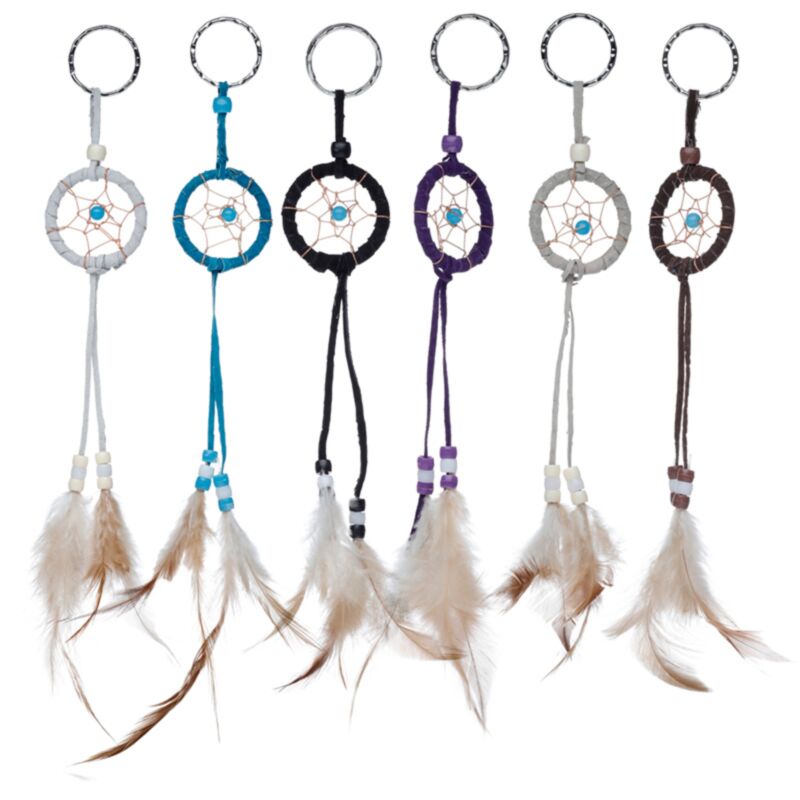 Mini -Federn Traumfänger Key Ring mit Perlen