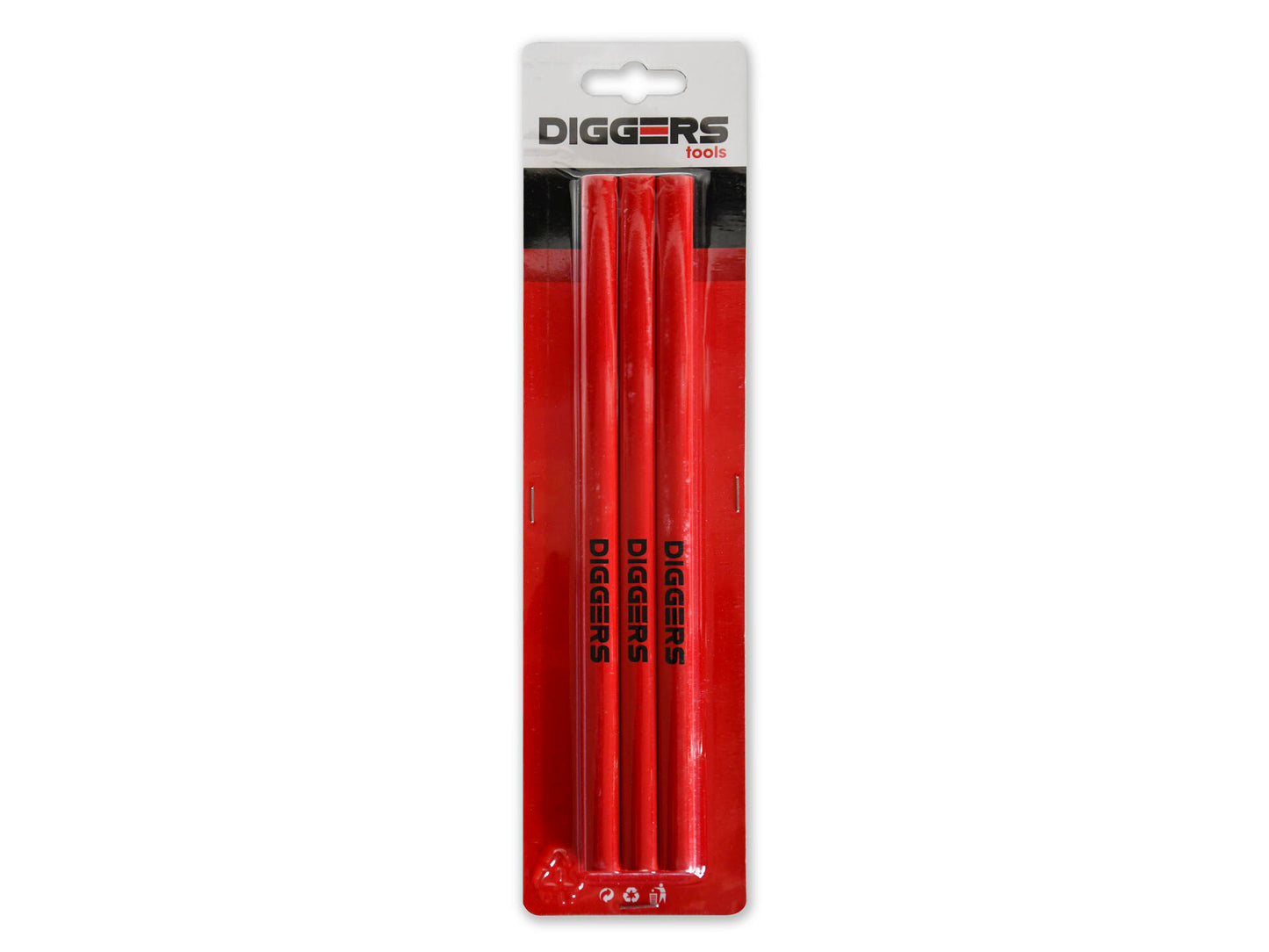 Diggers Zimmermannsbleistift | 24cm | rot | 3 Stück - dig371