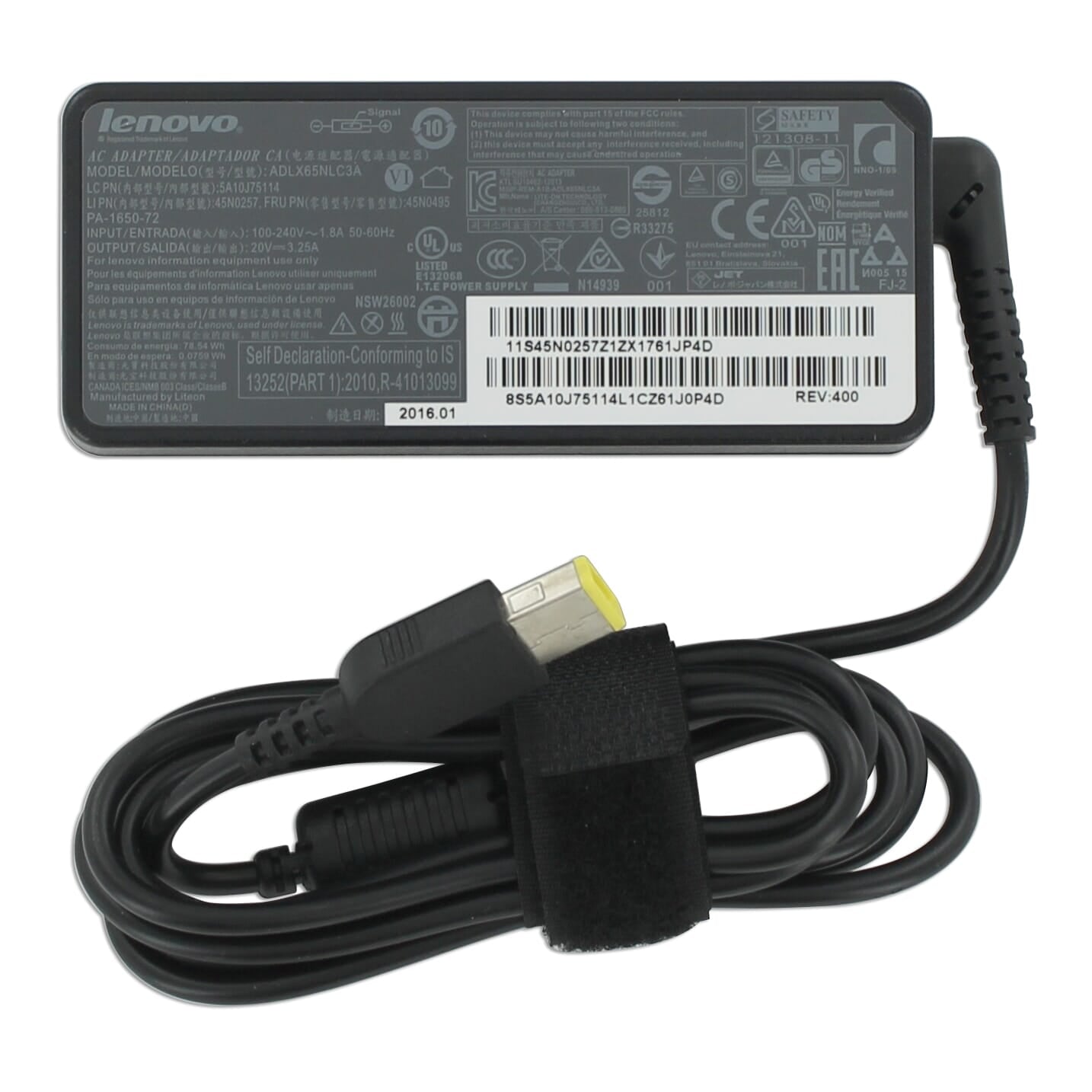 Lenovo -Laptop -Adapter 65W Quadrat