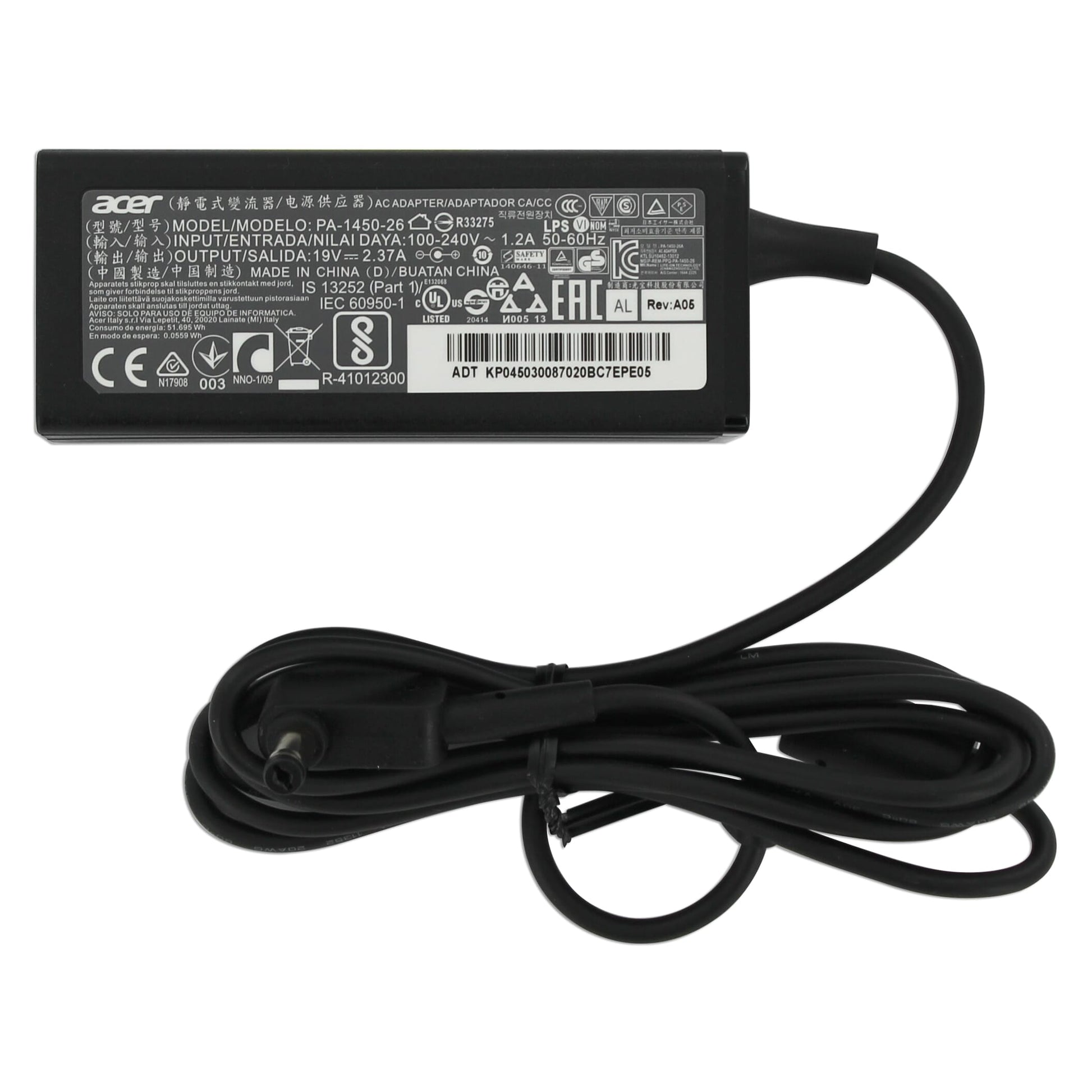 Acer Laptop Adapter 45W Schwarz