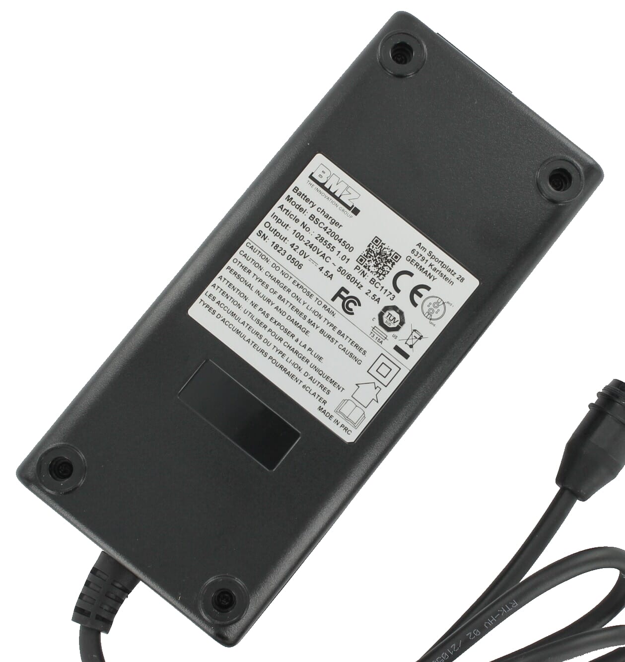BMZ-Batterieladegerät Li-Ion 42 V 4,5A Stecker Rosenberger