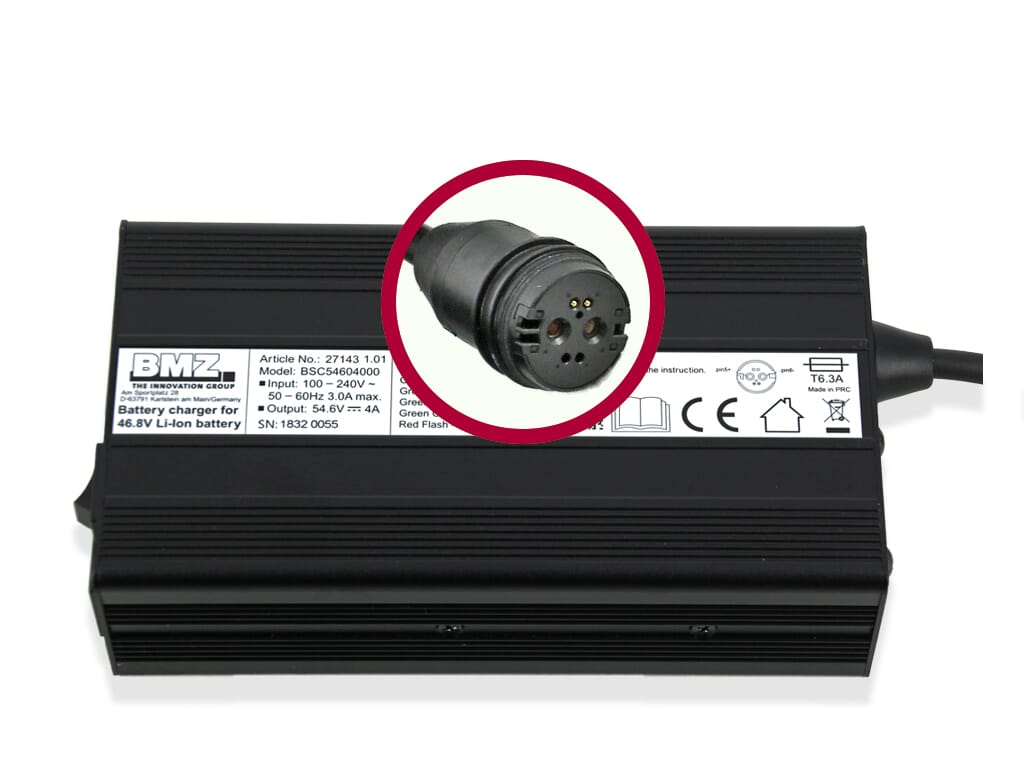 BMZ-Batterieladegerät Li-Ion 54,6 V 4A Stecker Rosenberger