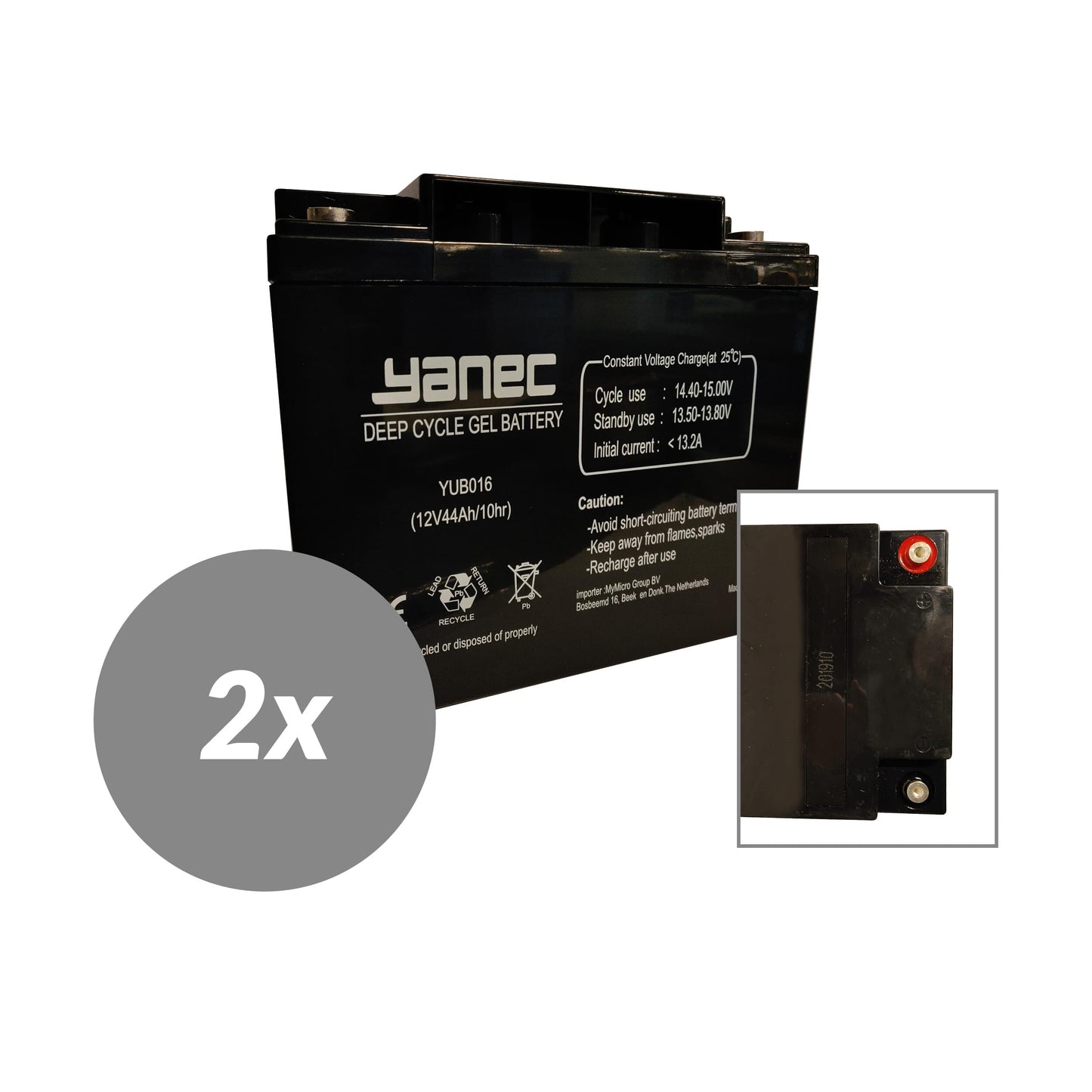 Yanec -Gel -Batterie 12V 44AH Ersatzset (exkl. Kabel)